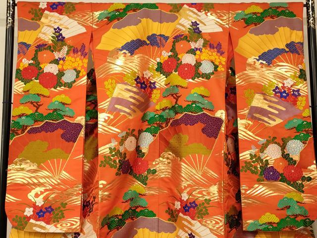 平和屋本店●色打掛 和装 婚礼 結婚式 花嫁 神社挙式 唐織 扇子草花松文 金糸 逸品 AABK8409fw