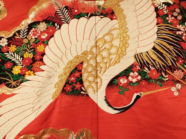 平和屋本店●色打掛 和装 婚礼 結婚式 花嫁 神社挙式 唐織 飛鶴草花雲取り文 金銀糸 逸品 AABK8410fw