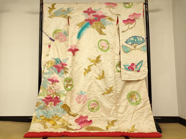 平和屋本店●色打掛 和装 婚礼 結婚式 花嫁 神社挙式 総刺繍 花鳥渡り舟文 金銀糸 逸品 AABK8414fw