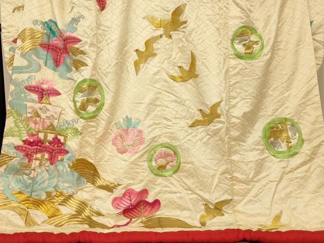 平和屋本店●色打掛 和装 婚礼 結婚式 花嫁 神社挙式 総刺繍 花鳥渡り舟文 金銀糸 逸品 AABK8414fw