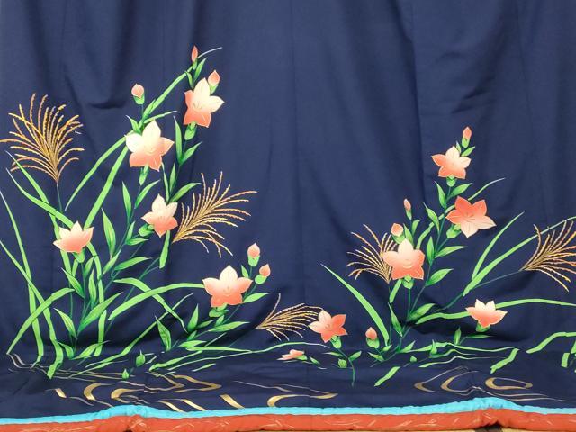 平和屋本店●お引きずり・お引き摺り 訪問着 和装 舞台 舞妓 芸妓 芸者 衣装 草花文 金彩 AABK8416fw