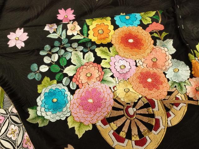 平和屋本店●中国三大刺繍 相良刺繍 お引きずり・お引き摺り・引き振袖 仮絵羽 和装 結婚式 舞妓 芸妓 芸者 衣装 駒刺繍 逸品 AABK8419fw