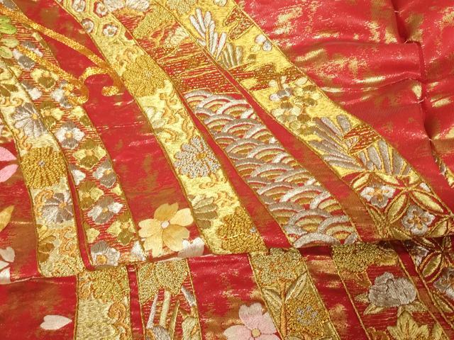平和屋本店●中国三大刺繍 相良刺繍 手刺繍 色打掛 仮絵羽 和装 婚礼 結婚式 花嫁 神社挙式 駒刺繍 金銀糸 金通し地 逸品 AABK8421fw