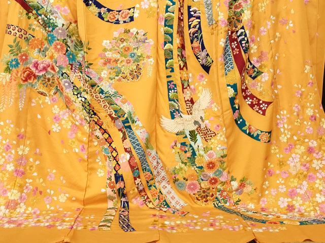 平和屋本店●中国三大刺繍 相良刺繍 手刺繍 色打掛 仮絵羽 和装 婚礼 結婚式 花嫁 神社挙式 駒刺繍 飛鶴花車熨斗文 金糸 逸品 AABK8422fw