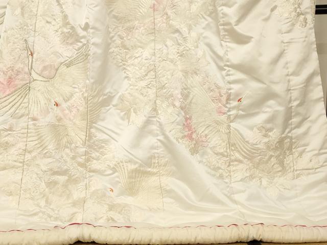 平和屋本店●白打掛 白無垢 和装 婚礼 結婚式 花嫁 神社挙式 刺繍 飛鶴草花文 ラインストーン 逸品 AABK8426fw