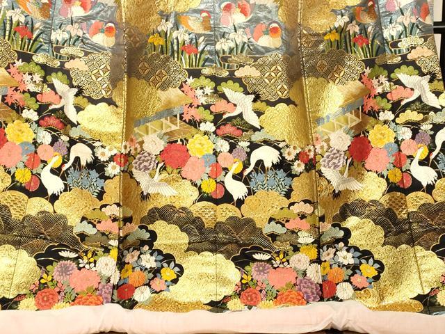平和屋本店●色打掛 和装 婚礼 結婚式 花嫁 神社挙式 唐織 鴛鴦草花雲取り文 鶴 金糸 逸品 AABK8436fw