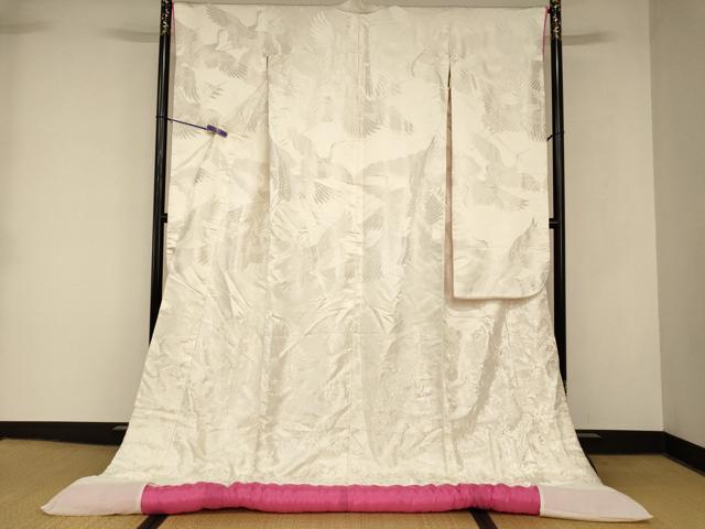 平和屋本店●白打掛 白無垢 和装 婚礼 結婚式 花嫁 神社挙式 唐織 飛鶴草花文 逸品 AABK8437fw