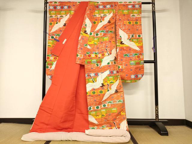 平和屋本店●色打掛 和装 婚礼 結婚式 花嫁 神社挙式 唐織 飛鶴松竹梅文 金銀糸 逸品 AABK8438fw