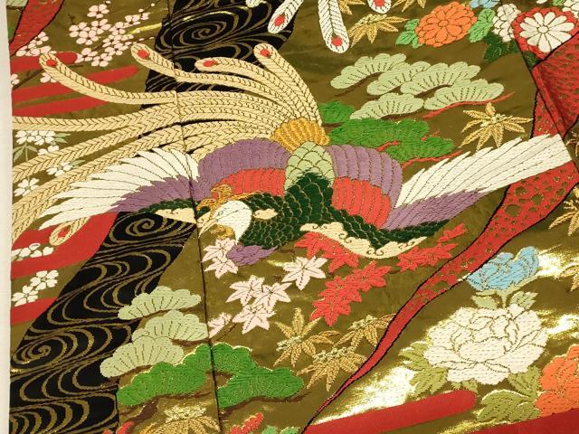 平和屋本店●色打掛 和装 婚礼 結婚式 花嫁 神社挙式 唐織 鳳凰松竹梅文 金糸 逸品 AABK8442fw