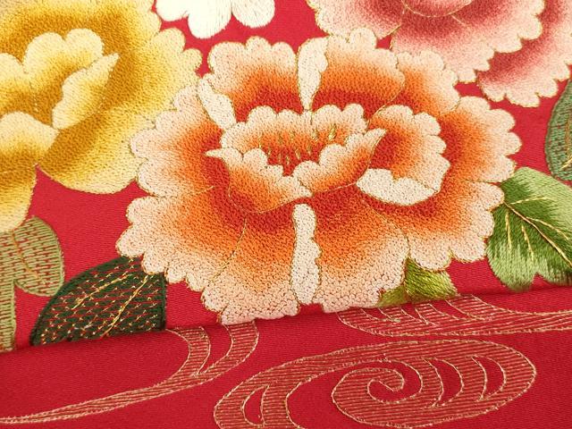 平和屋本店●中国三大刺繍 相良刺繍 スワトウ刺繍 汕頭刺繍 お引きずり・お引き摺り・引き振袖 舞妓 芸妓 芸者 金銀糸 逸品 AABK8455fw
