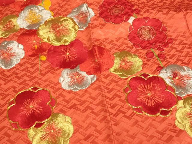 平和屋本店●お引きずり・お引き摺り・引き振袖 和装 結婚式 舞妓 芸妓 芸者 衣装 手描き 駒刺繍 枝垂れ梅文 金彩 金銀糸 逸品 AABK8456fw