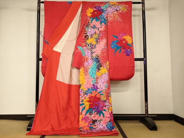 平和屋本店●お引きずり・お引き摺り・引き振袖 和装 結婚式 舞妓 芸妓 芸者 衣装 草花文 暈し染め 金銀彩 逸品 AABK8462fw