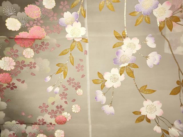 平和屋本店●夏物 お引きずり・お引き摺り・引き振袖 和装 結婚式 舞妓 芸妓 芸者 衣装 オーガンジー 枝垂れ桜文 金彩 逸品 AABK8465fw