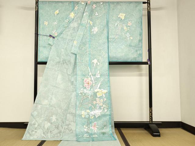 平和屋本店●お引きずり・お引き摺り・引き振袖 和装 結婚式 舞妓 芸妓 芸者 衣装 オーガンジー 草花文 金銀彩 逸品 AABK8468fw