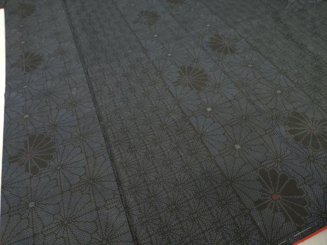 平和屋着物●本場大島紬 7マルキ 麻の葉花間道 正絹 逸品 AABK8488ck