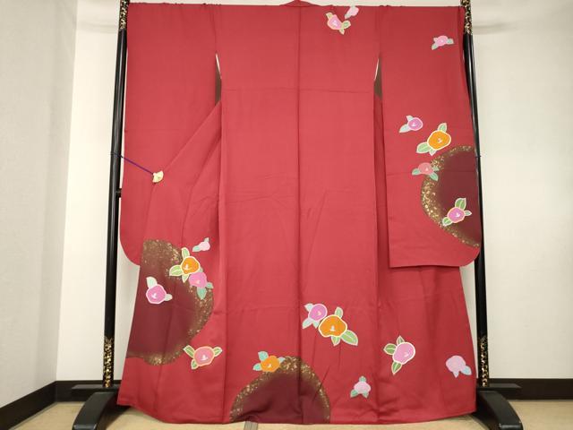 平和屋着物●豪華振袖 椿 金彩 正絹 逸品 AABK8491ck