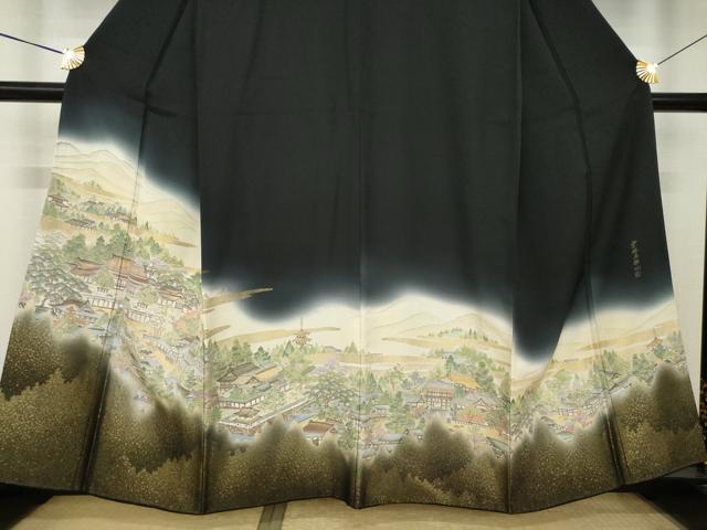 平和屋着物●豪華黒留袖 京洛名勝図絵 寿光織 さが美扱い 正絹 逸品 AABK8498ck