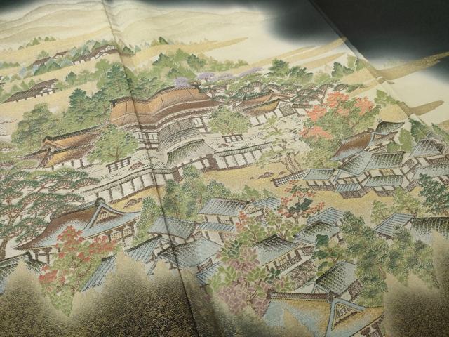 平和屋着物●豪華黒留袖 京洛名勝図絵 寿光織 さが美扱い 正絹 逸品 AABK8498ck