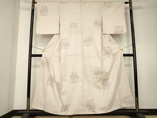 平和屋着物●結城紬 100亀甲 風景文 飛び亀甲柄 正絹 逸品 AABK8499ck