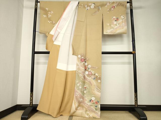 平和屋着物●訪問着 辻が花 草花文 金彩 正絹 逸品 AABK8507ck
