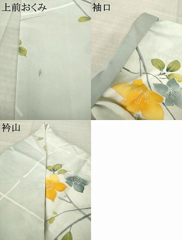 平和屋着物●上質な小紋 手描き 地紋起こし 枝花文 正絹 逸品 AABK8508ck