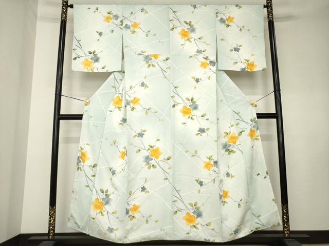平和屋着物●上質な小紋 手描き 地紋起こし 枝花文 正絹 逸品 AABK8508ck