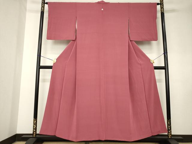 平和屋着物●上質な色無地 蘇芳香色 正絹 逸品 AABK8510ck