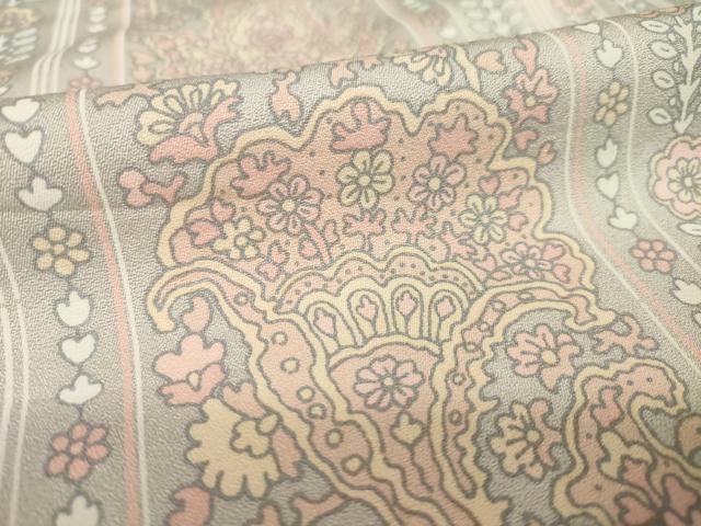 平和屋着物●上質な小紋 更紗花文 正絹 逸品 AABK8512ck