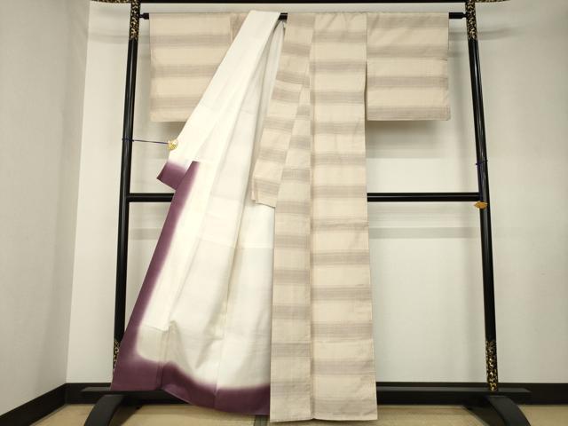 平和屋着物●本場大島紬 150亀甲 横段文 正絹 逸品 AABK8516ck