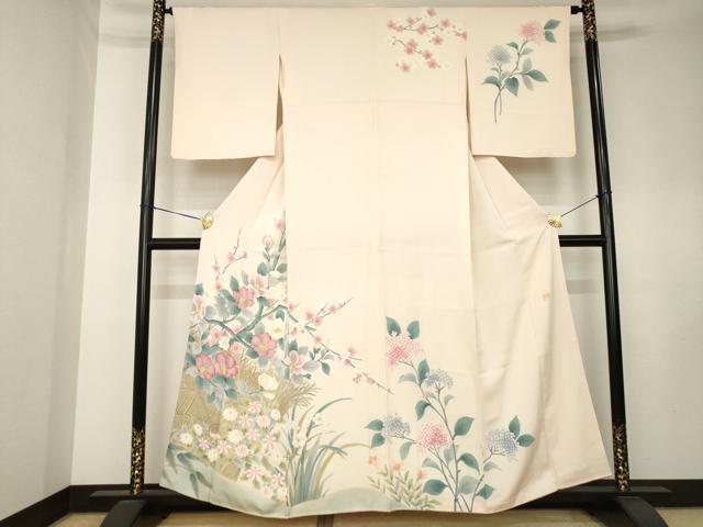 平和屋着物●訪問着 作家物 手描き 枝花文 正絹 逸品 AABK8517ck