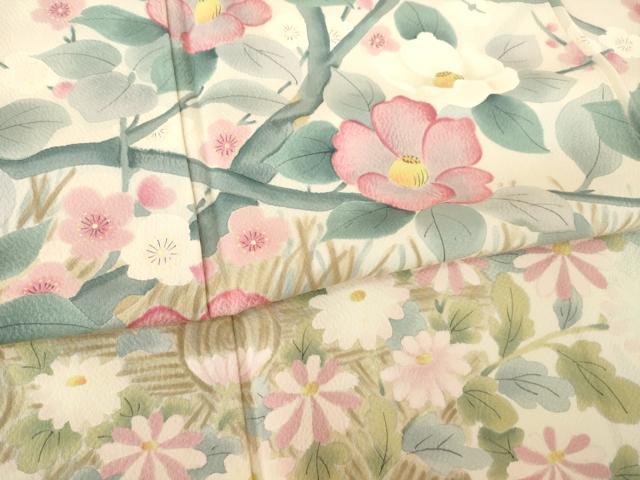 平和屋着物●訪問着 作家物 手描き 枝花文 正絹 逸品 AABK8517ck