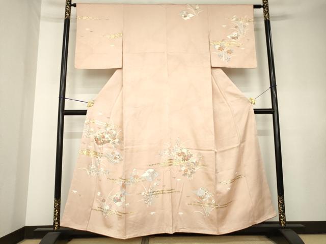平和屋着物●訪問着 松皮菱花文 金彩 正絹 逸品 AABK8518ck