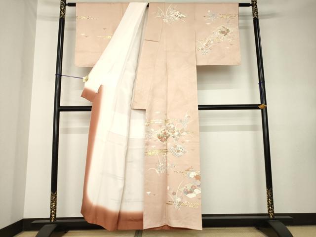 平和屋着物●訪問着 松皮菱花文 金彩 正絹 逸品 AABK8518ck