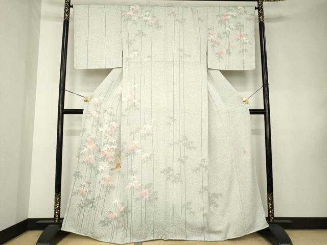 平和屋着物●染色作家 寺谷巌 訪問着 飛鳥枝葉文 たたき染め 正絹 逸品 AABK8523ck