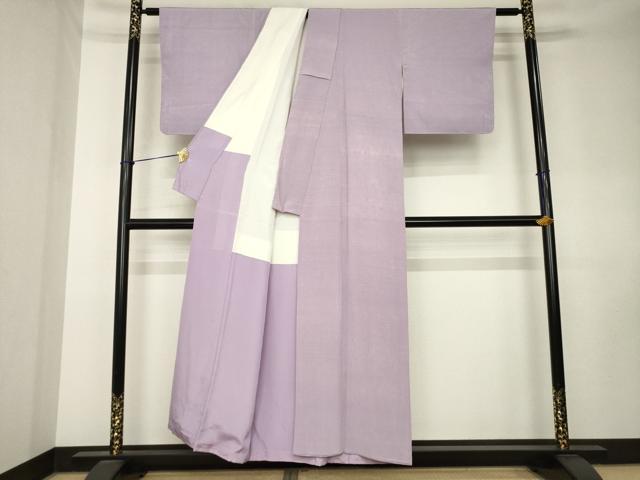 平和屋着物●お召縮緬 色無地 梅鼠色 正絹 逸品 AABK8525ck