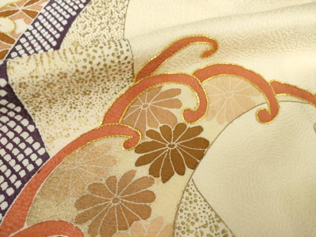 平和屋着物●訪問着 駒刺繍 立波花文 金彩 正絹 逸品 AABK8527ck