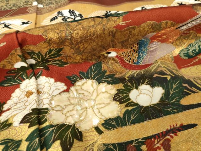 平和屋着物●豪華黒留袖 作家物 螺鈿 花鳥文 金彩 正絹 逸品 AABK8528ck