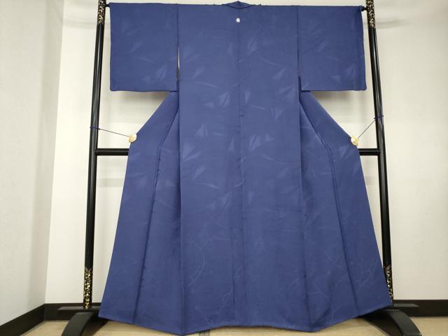 平和屋着物●上質な色無地 扇面地紋 濃鼠色 正絹 逸品 AABK8529ck