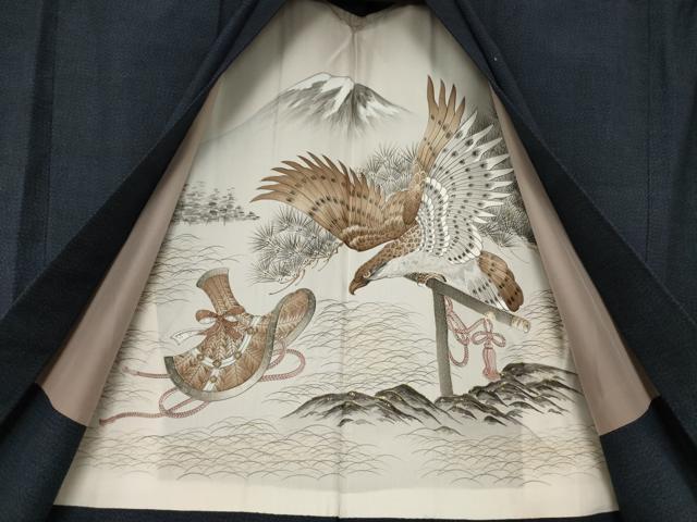 平和屋着物●男性 紬 アンサンブル 霞文 正絹 逸品 AABK8532ck