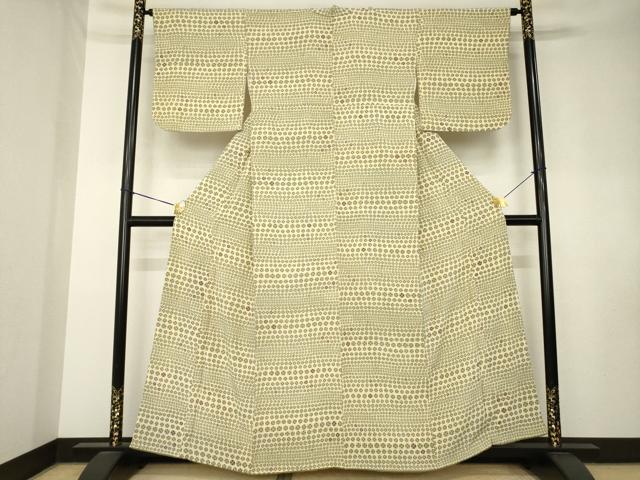 平和屋着物●上質な小紋 横段花文 正絹 逸品 AABK8534ck