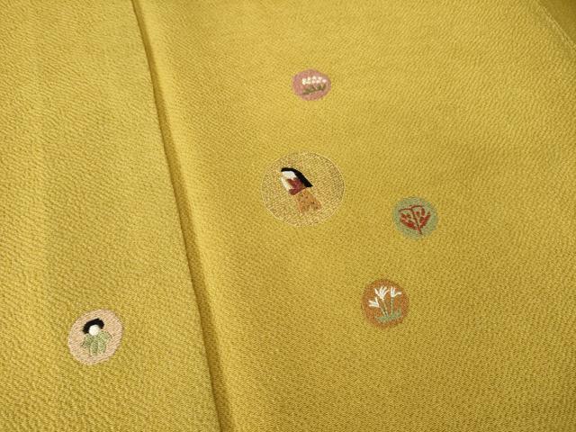 平和屋着物●訪問着 総刺繍 女人丸文 金糸 鬼しぼ縮緬 正絹 逸品 AABK8536ck