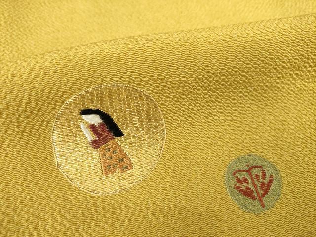 平和屋着物●訪問着 総刺繍 女人丸文 金糸 鬼しぼ縮緬 正絹 逸品 AABK8536ck