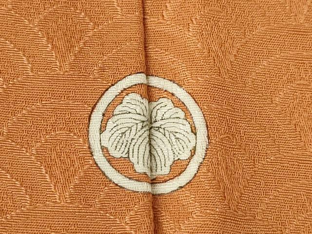 平和屋着物●上質な色無地 青海波地紋 赤朽葉色 正絹 逸品 AABK8550ck
