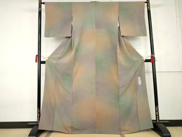 平和屋着物●染色作家 斉藤三才 小紋 霞文 暈し染め 正絹 逸品 AABK8562cs