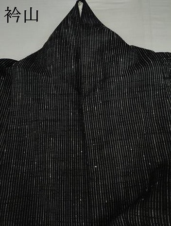 平和屋着物●上質な紬 縞 黒地 正絹 逸品 AABK8574cs