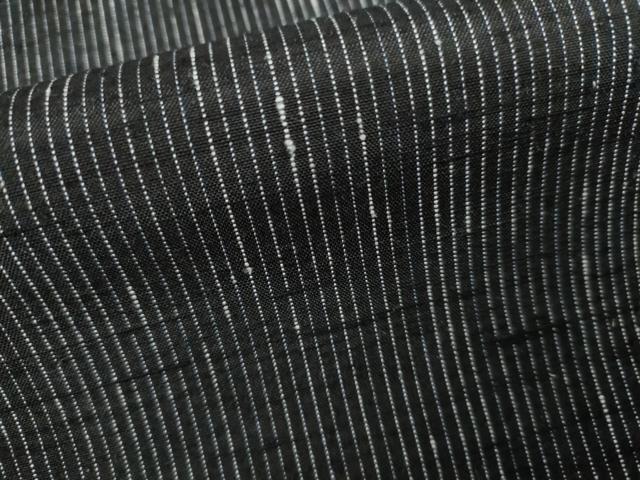平和屋着物●上質な紬 縞 黒地 正絹 逸品 AABK8574cs