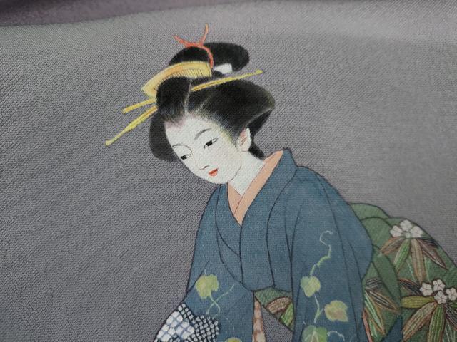 平和屋着物●訪問着 作家物 女人文 暈し染め 金彩 ロング丈 正絹 逸品 未使用 AABK8575cs