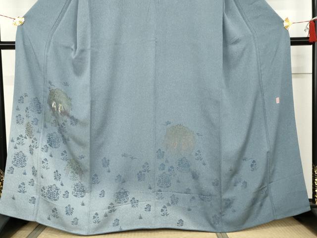 平和屋着物●京友禅 渥美博也 訪問着 刺繍 双鳥花文 暈し染め 金糸 正絹 逸品 AABK8578cs