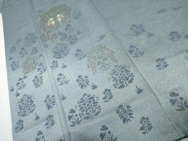 平和屋着物●京友禅 渥美博也 訪問着 刺繍 双鳥花文 暈し染め 金糸 正絹 逸品 AABK8578cs