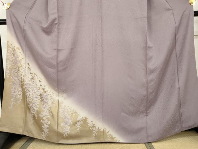 平和屋着物●訪問着 刺繍 藤花房 暈し染め 金糸 正絹 逸品 AABK8591cs